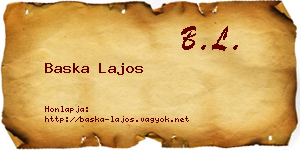 Baska Lajos névjegykártya
